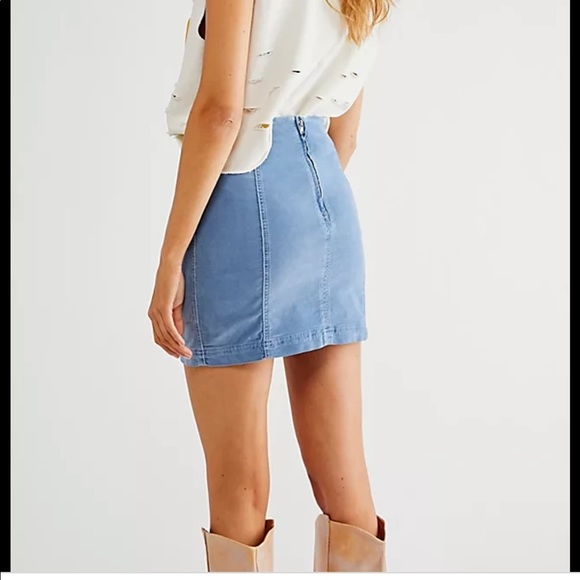 Free‎ People Modern Femme corduroy blue mini skirt size 4 REVOLVE - Picture 3 of 11